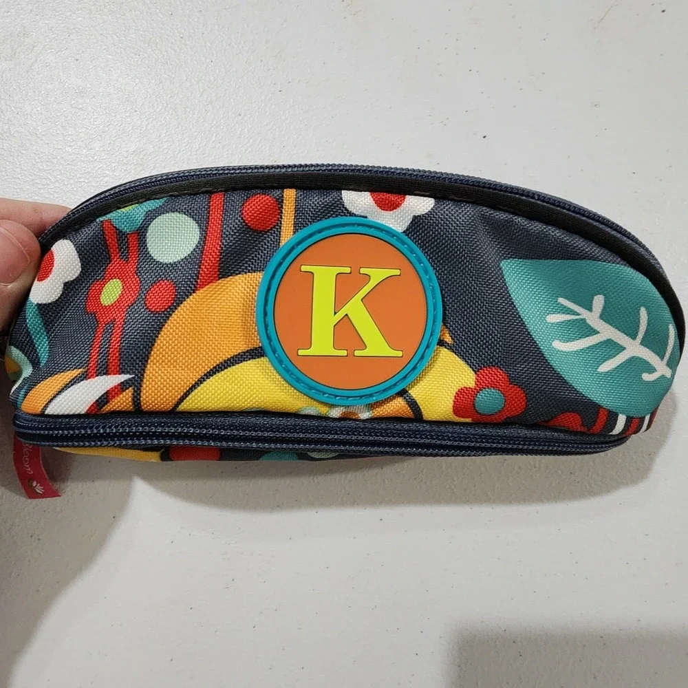 Lily Bloom Floral Initial K Cosmetic Accessory Bag Recycled Polyester Pouch